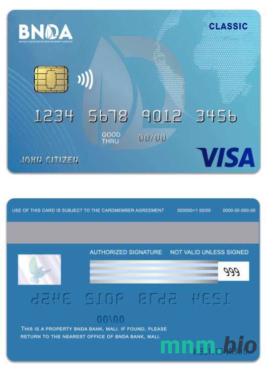 Mali BNDA Bank visa klasyczny karta przykład w formacie PSD